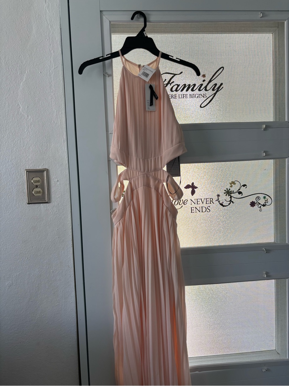 Chiffon Halter Maxi Dress in Blush Pink